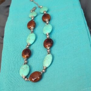 Source Unknown Turquoise and Brown Necklace